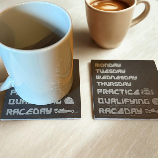 F1 Raceday Inspired Slate Coasters