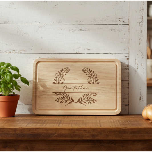 Personalised flower crest Chopping Board - Custom Kitchen Gift