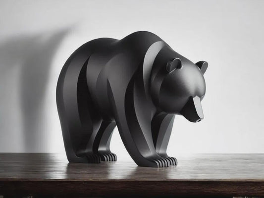 Modern Minimalist Bear Sculpture - Sleek 3D Printed Art Decor