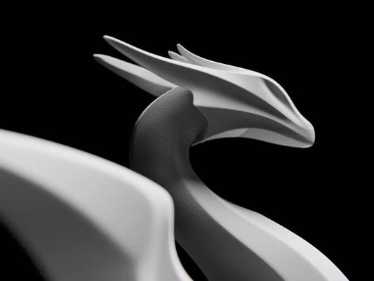 Sleek White Dragon Sculpture - Modern Fantasy Desk Decor