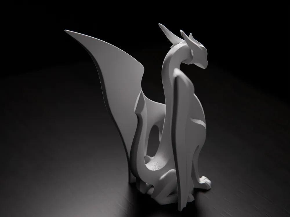 Sleek White Dragon Sculpture - Modern Fantasy Desk Decor