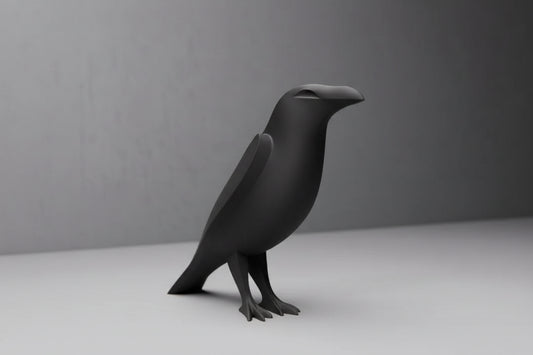 Large Modern Minimalist Raven Sculpture - Black Bird Home Decor - Unique Gifts