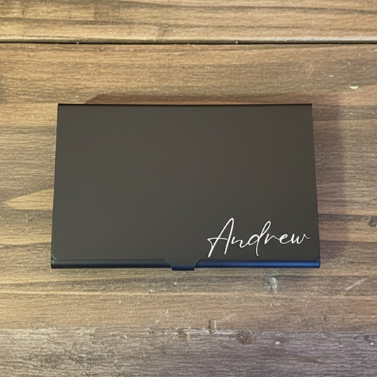 Personalised Sleek Metal Card Holder - Available in Polished Silver or Matte Black