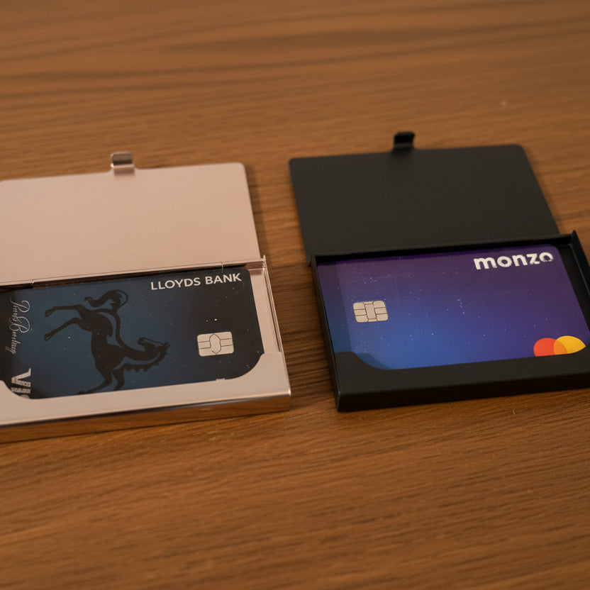 Personalised Sleek Metal Card Holder - Available in Polished Silver or Matte Black