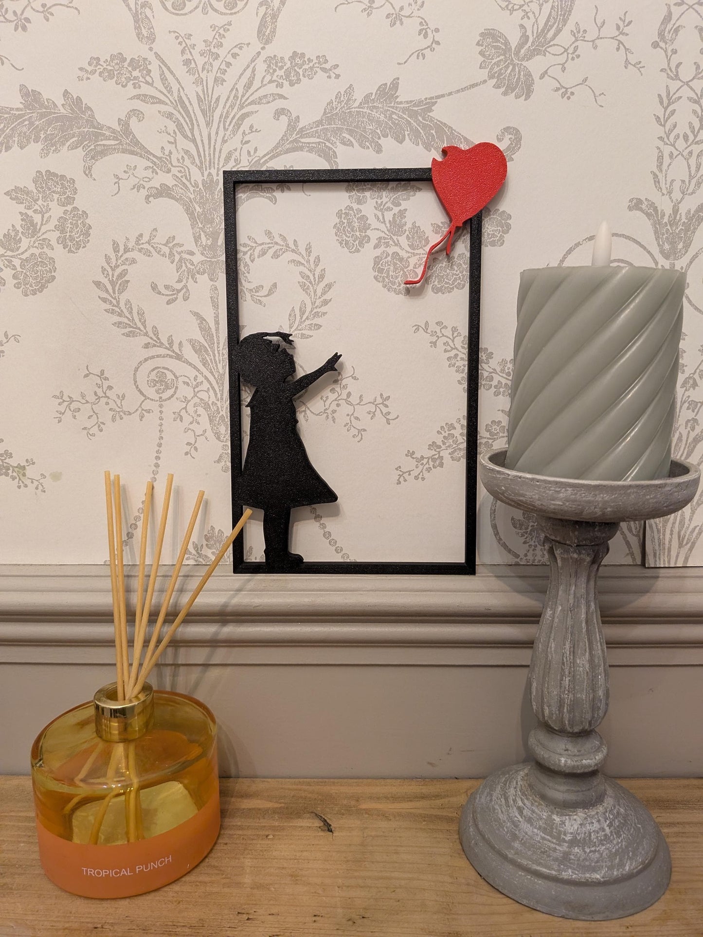Banksy Girl with Heart Balloon 3D Wall Art – Minimalist Sculpture