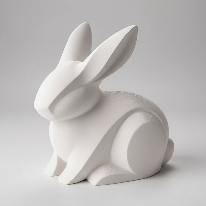 Mininmalistic White Bunny Sculpture - Sleek 3D Printed Art Decor