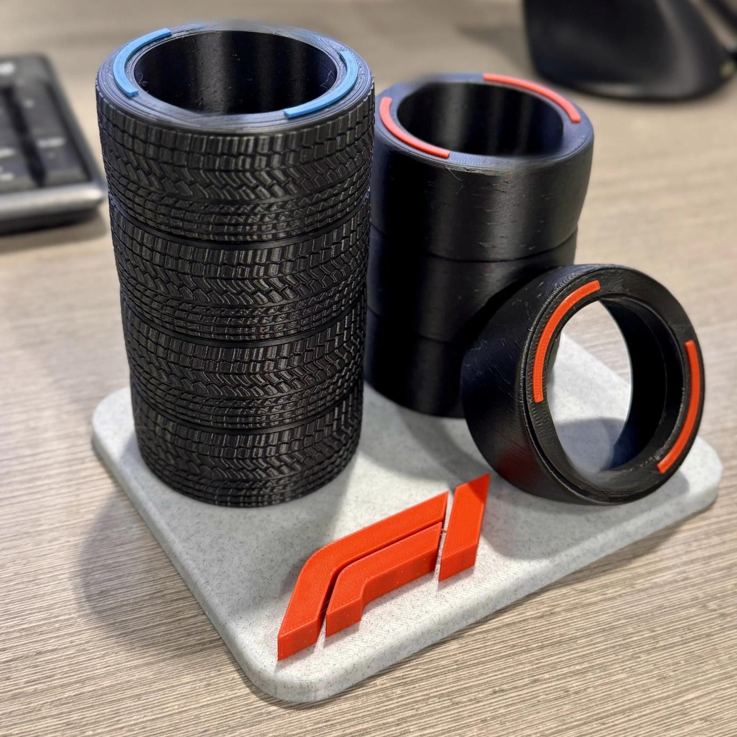 F1 Racing Tyre Desk Organiser - Motorsport-Inspired Pen Holder