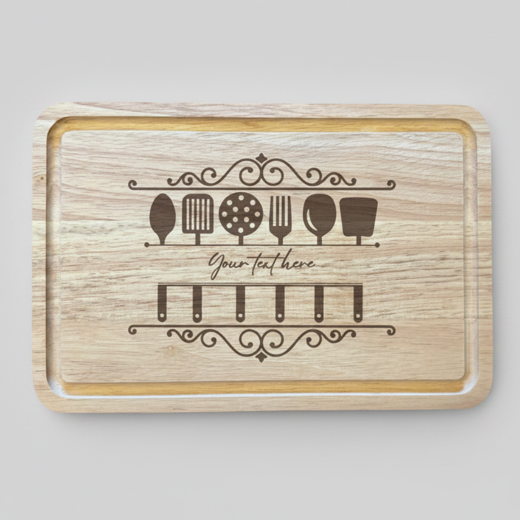 Personalised Chopping Board with BBQ theme - Custom Kitchen Gift