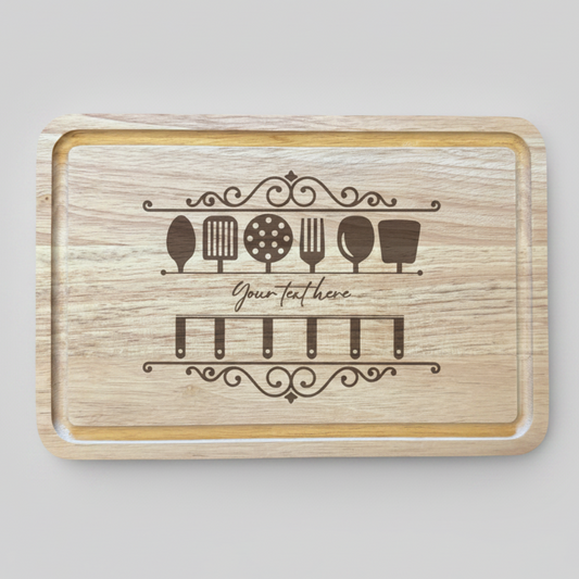 Personalised Chopping Board with BBQ theme - Custom Kitchen Gift