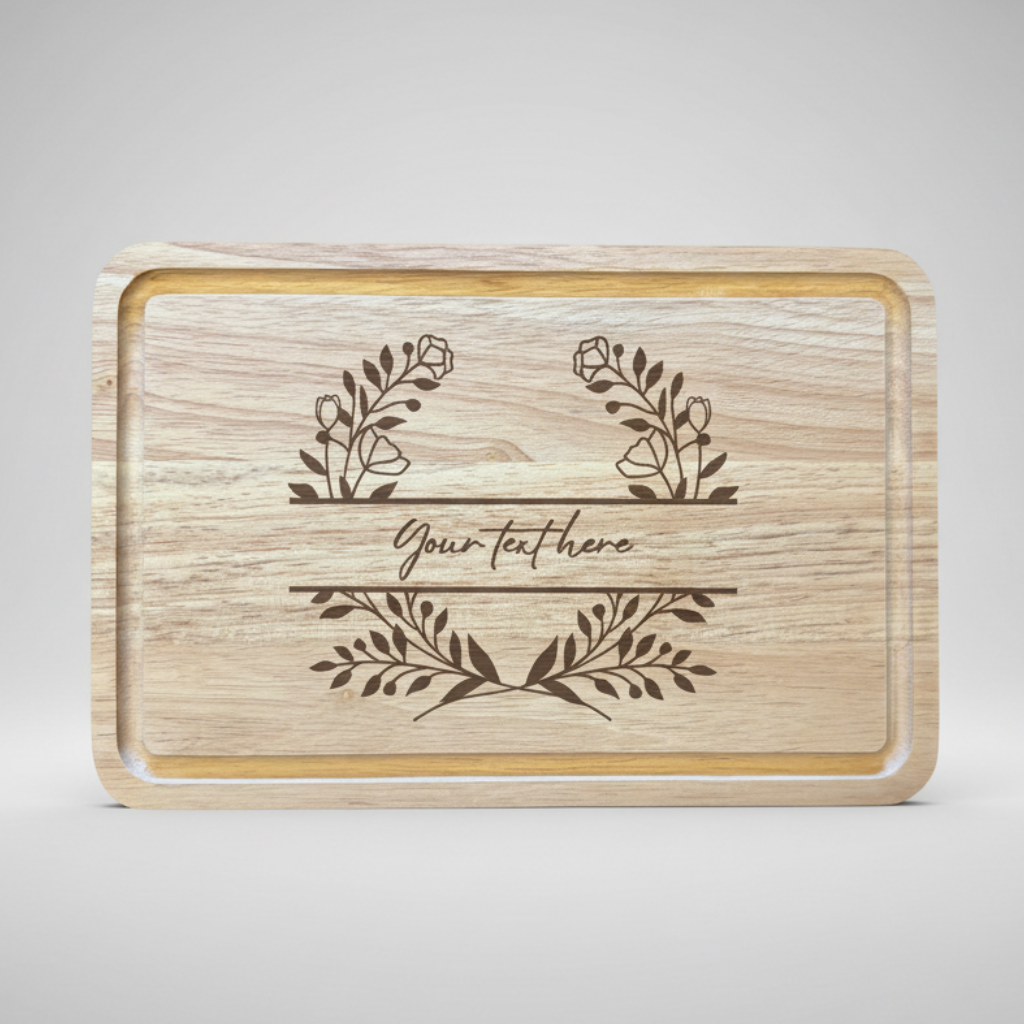 Personalised flower crest Chopping Board  - Custom Kitchen Gift