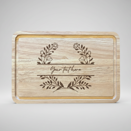 Personalised flower crest Chopping Board  - Custom Kitchen Gift