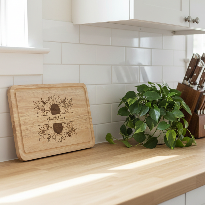 Personalised Sunflower Chopping Board  - Custom Kitchen Gift