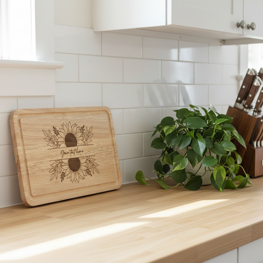 Personalised Sunflower Chopping Board  - Custom Kitchen Gift