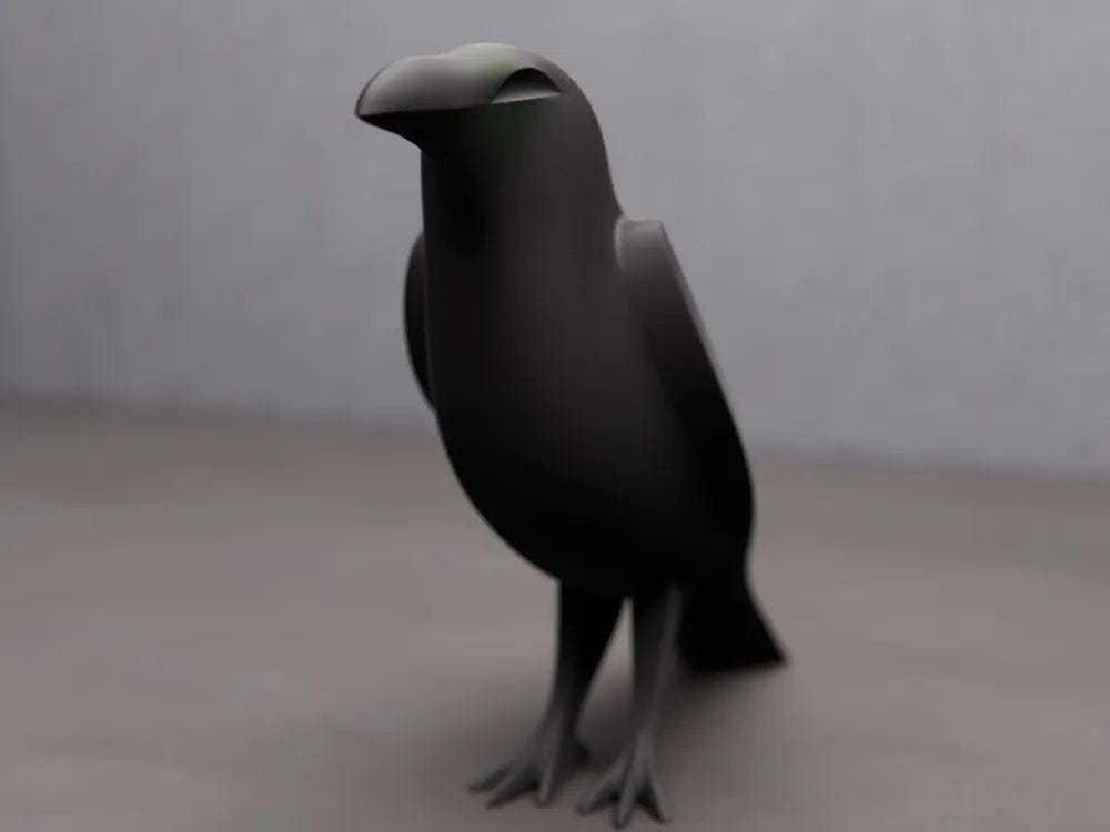 Large Modern Minimalist Raven Sculpture - Black Bird Home Decor - Unique Gifts