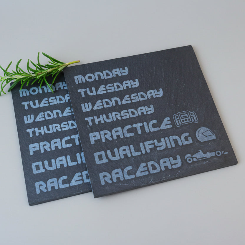F1 Raceday Inspired Slate Coasters