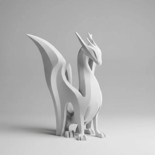 Sleek White Dragon Sculpture - Modern Fantasy Desk Decor
