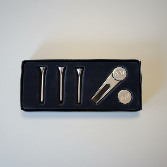 Personalised Golf Gift Set - Custom Engraved Golf Ball Markers & Divot Tool - Initials Golf Set - Men's Golf Accessories