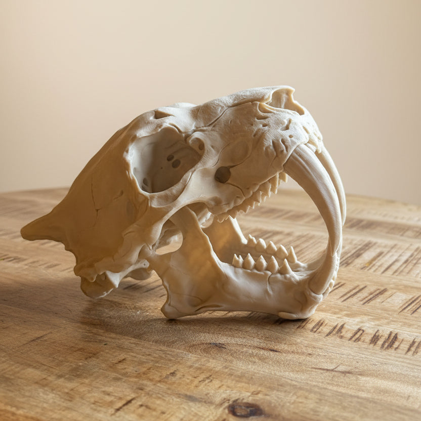 Sabre Tooth Tiger Skull — Realistic Smiladon Fossil, Display Quality Replica