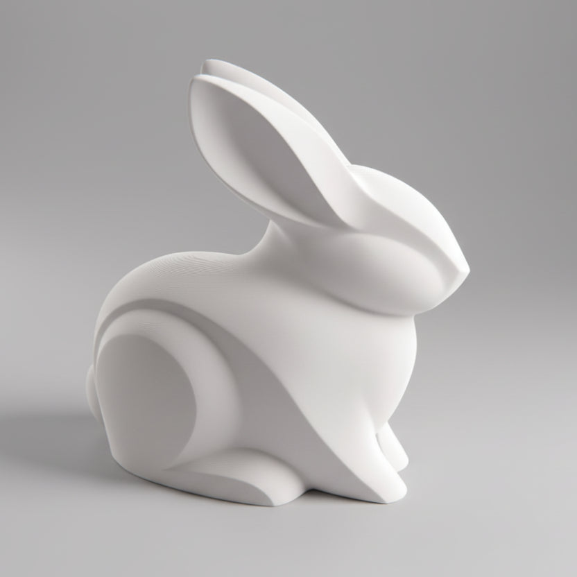 Mininmalistic White Bunny Sculpture - Sleek 3D Printed Art Decor
