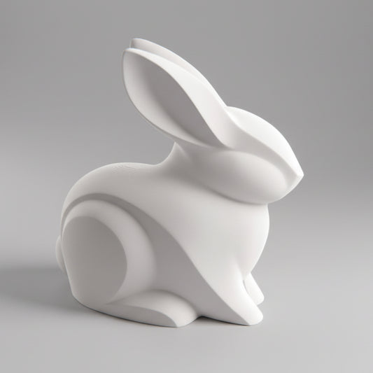 Mininmalistic White Bunny Sculpture - Sleek 3D Printed Art Decor