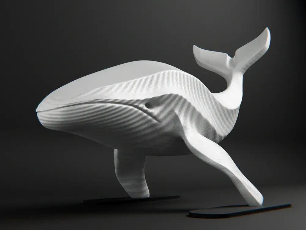 Minimalist Whale Sculpture - Abstract Modern Ocean-Inspired Home Decor