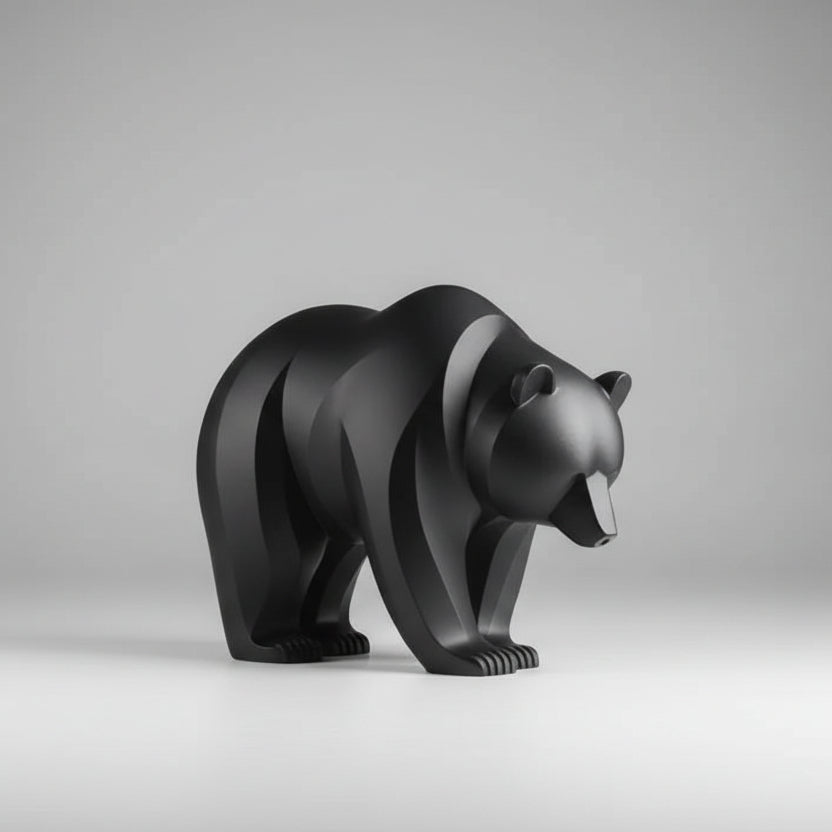 Modern Minimalist Bear Sculpture - Sleek 3D Printed Art Decor