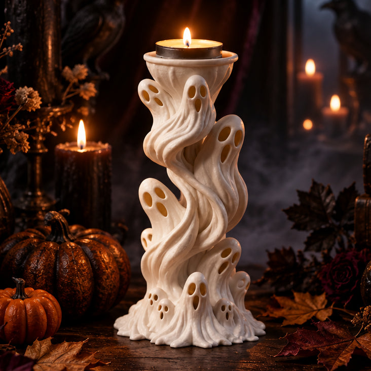 Ghost Candle Holder - Spooky Halloween Tealight Holder - Gothic Home Decor - Twisted Ghosts Candlestick - Spooky Gift
