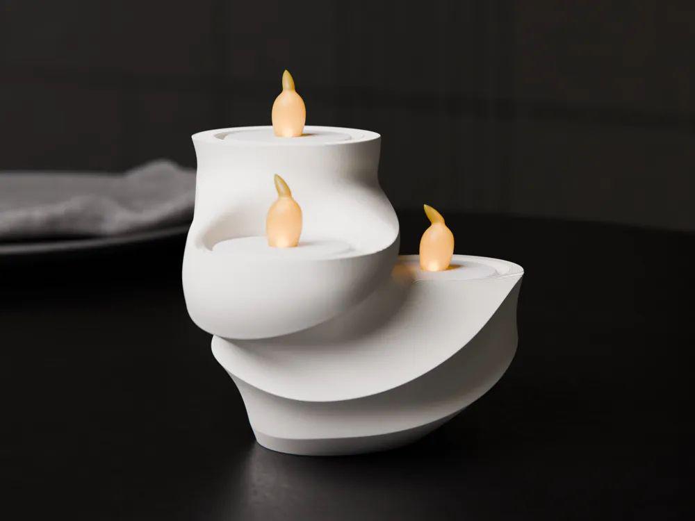 Modern Spiral Tealight Holder  3D Printed Candle Stand, Includes Tealights