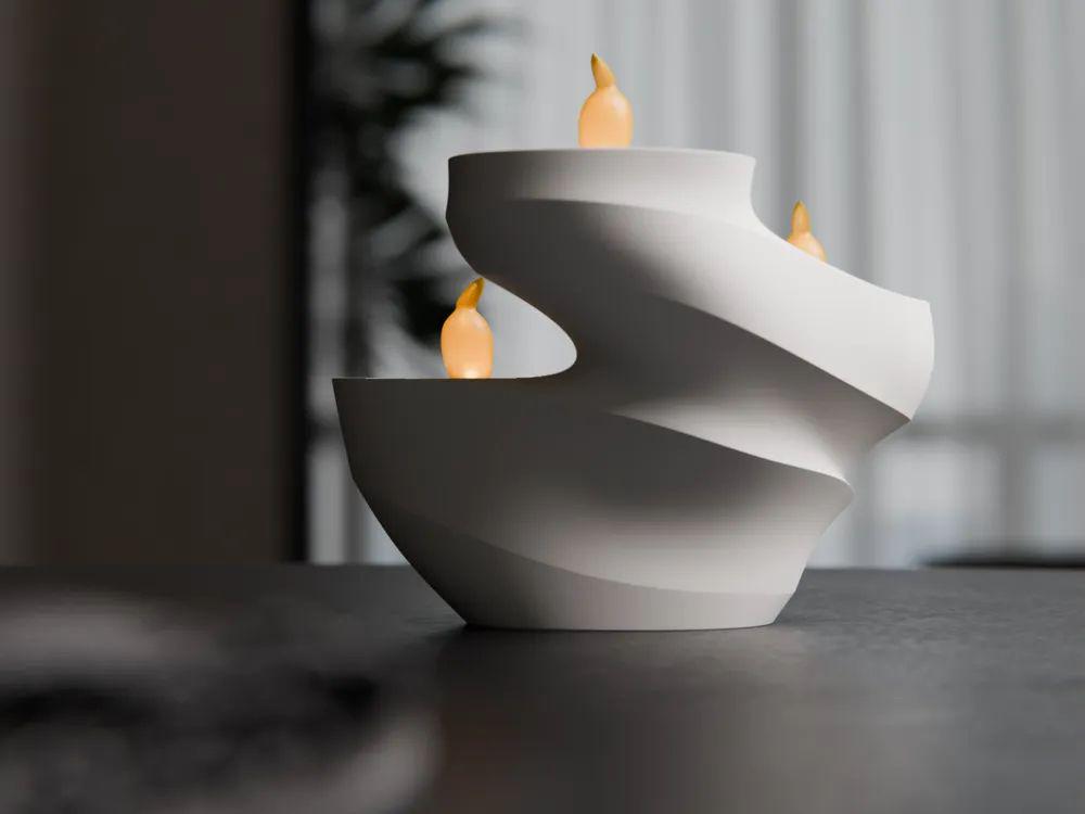 Modern Spiral Tealight Holder  3D Printed Candle Stand, Includes Tealights