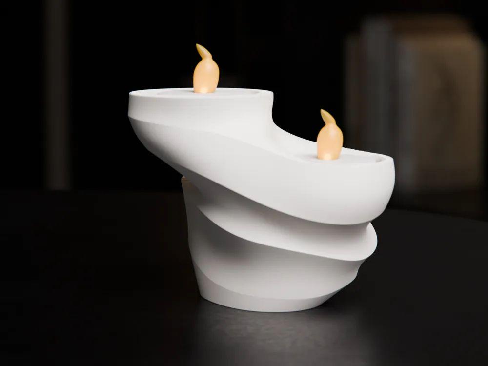 Modern Spiral Tealight Holder  3D Printed Candle Stand, Includes Tealights