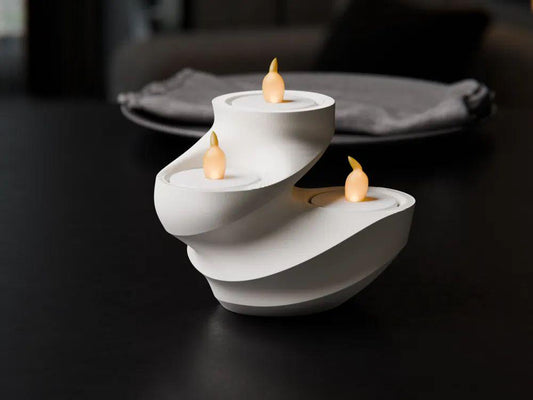 Modern Spiral Tealight Holder  3D Printed Candle Stand, Includes Tealights