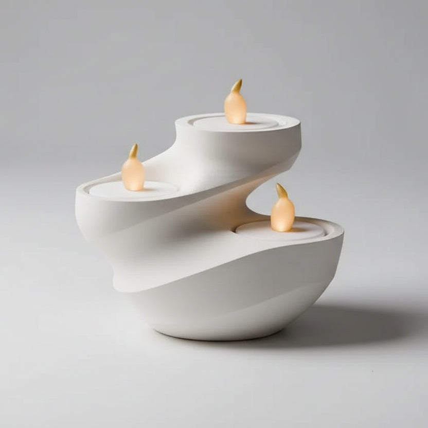 Modern Spiral Tealight Holder  3D Printed Candle Stand, Includes Tealights