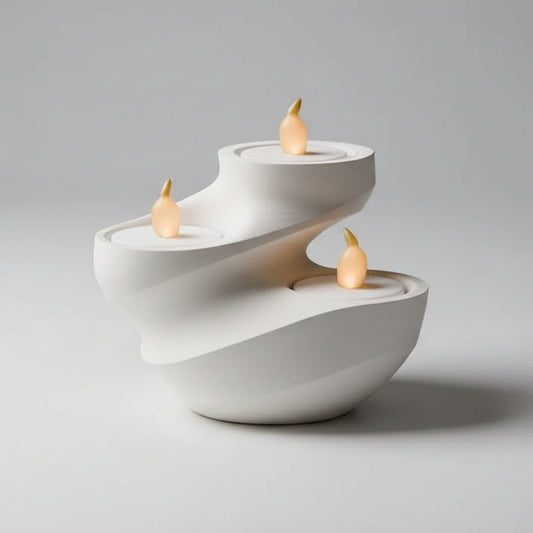 Modern Spiral Tealight Holder  3D Printed Candle Stand, Includes Tealights