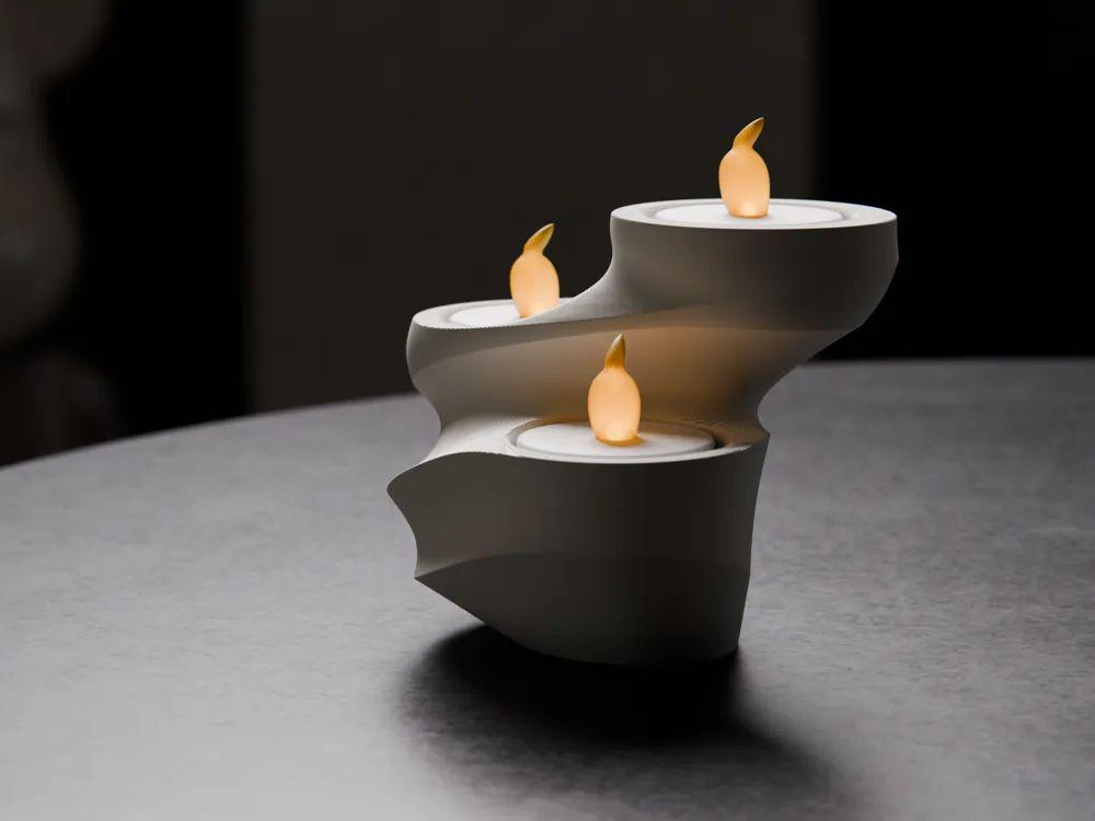 Modern Spiral Tealight Holder  3D Printed Candle Stand, Includes Tealights
