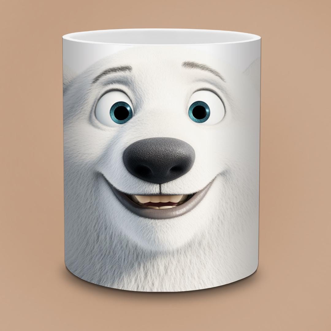 Smiling Polar Bear Mug - Funny Cute Cozy Winter Gift