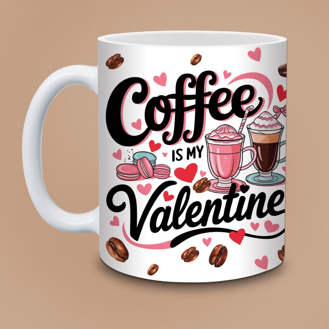 Coffee Is My Valentine Gnome Mug - Cute Pink Gnomes Coffee Lovers