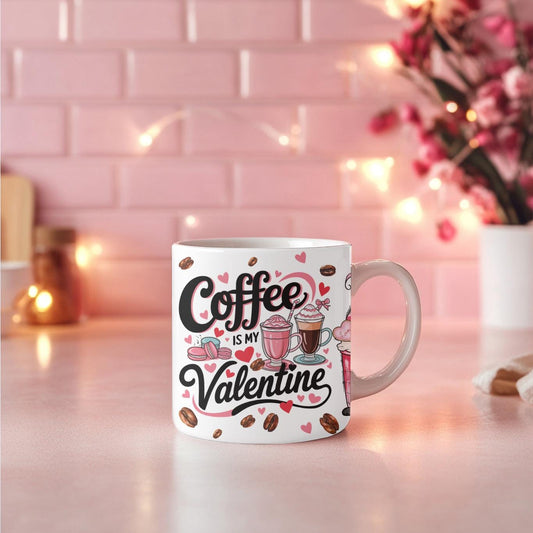 Coffee Is My Valentine Gnome Mug - Cute Pink Gnomes Coffee Lovers