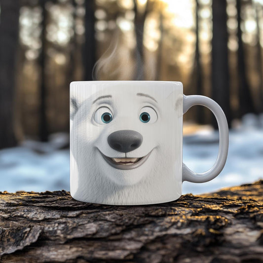 Smiling Polar Bear Mug - Funny Cute Cozy Winter Gift