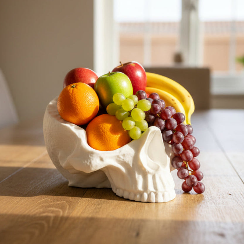 Skull Fruit Bowl – Large Decorative Skull Bowl - Gothic Kitchen Decor - Statement Centrepiece - Skull Storage Dish - Unique Home Gift