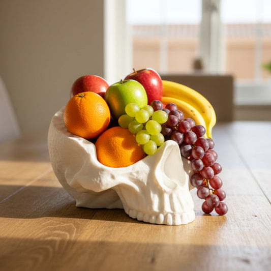 Skull Fruit Bowl – Large Decorative Skull Bowl - Gothic Kitchen Decor - Statement Centrepiece - Skull Storage Dish - Unique Home Gift