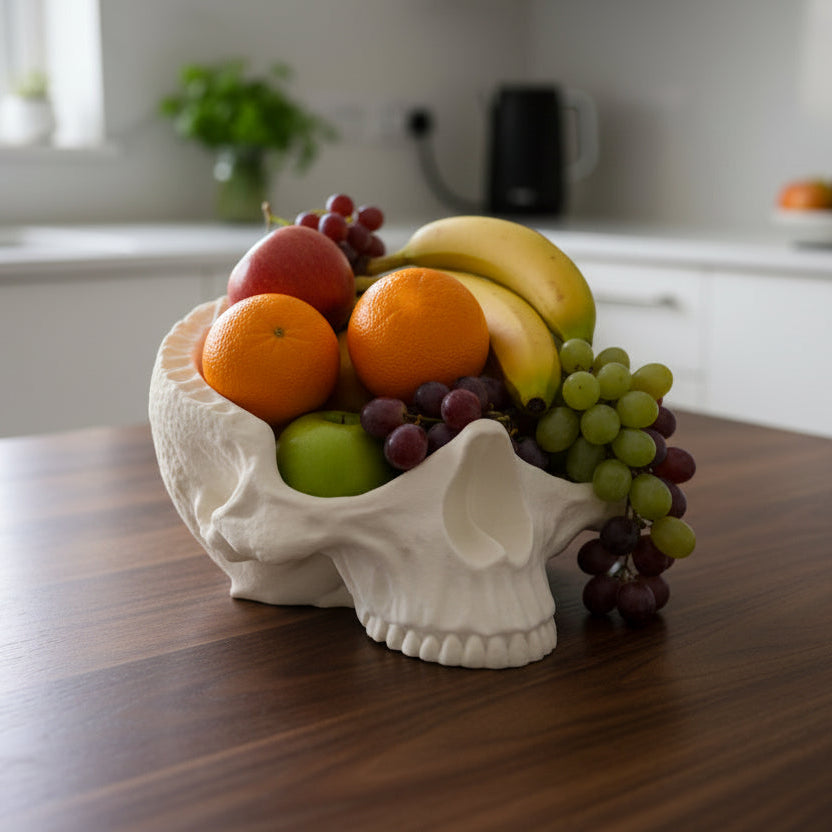 Skull Fruit Bowl – Large Decorative Skull Bowl - Gothic Kitchen Decor - Statement Centrepiece - Skull Storage Dish - Unique Home Gift