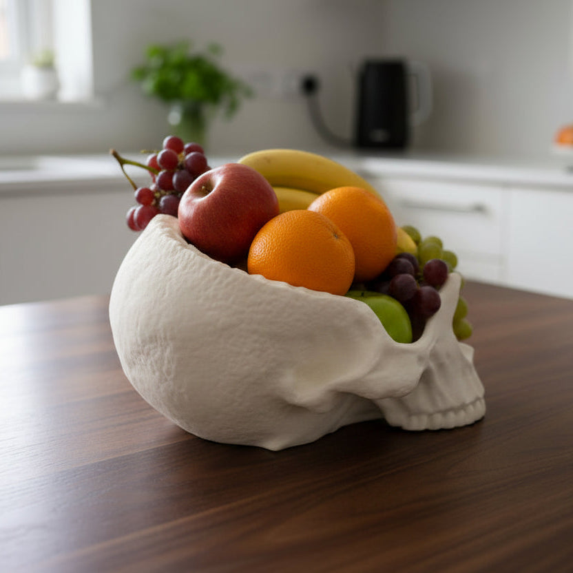 Skull Fruit Bowl – Large Decorative Skull Bowl - Gothic Kitchen Decor - Statement Centrepiece - Skull Storage Dish - Unique Home Gift