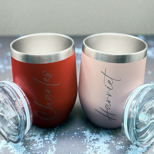 Personalised Name Tumbler – 12oz Insulated Double Wall Stainless Steel Thermal Mug – Custom Gift